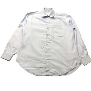 Vintage Armani Button Up Dress Shirt Mens Medium 15.5 Long Sleeve Blue Striped